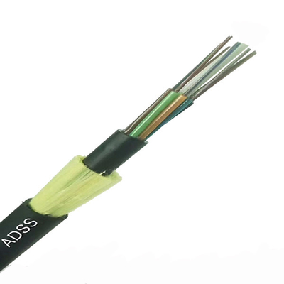 Tüm Dieletrik FRP Gücü 12 24 48 Çekirdek Tekli Mod Dış Mekan ADSS Fiber Optik Kablo