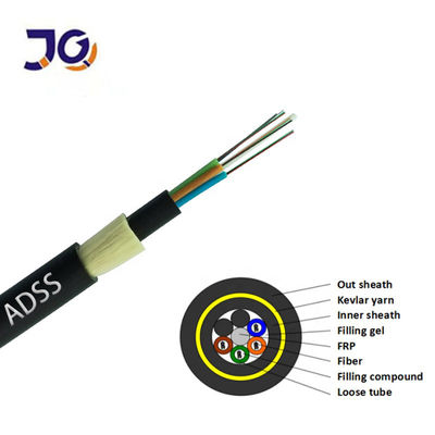 ADSS 12 24 48 Çekirdek Açıklığı 100m 200m Armid İplikler Dış Mekan Fiber Optik Kablo