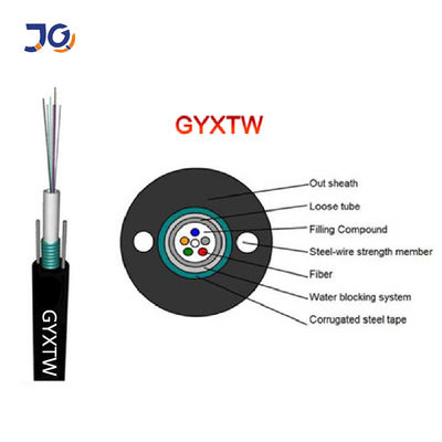 2/4/6/8/12/24 Çekirdek Merkezi Gevşek Tüp Zırhlı GYXTW Fiber Optik Kablo