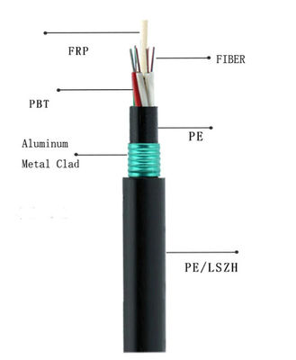 GYFTY53 Çifte kablo zırhlı dış kablo Metal olmayan kuvvetli üye fiber optik kablo