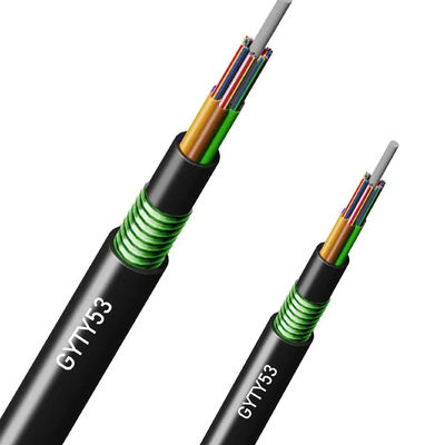 Çift kabuklu zırhlı yeraltı G652D 12 24 36 48 72 96 144 288 çekirdek doğrudan gömülü GYTY53 Fiber Optic Kablo