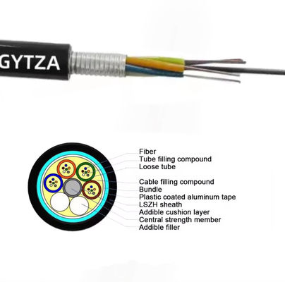Açık hava zırhlı fiber optik kablo GYTZA Alev Direnci Ceket LSZH Dış kablo kablosu