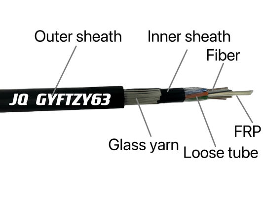 Fare geçirmez alev geriletici GYFTZY63 Doğrudan gömülü fiber optik kablo FRP ile yüksek kaliteli cam ipliği