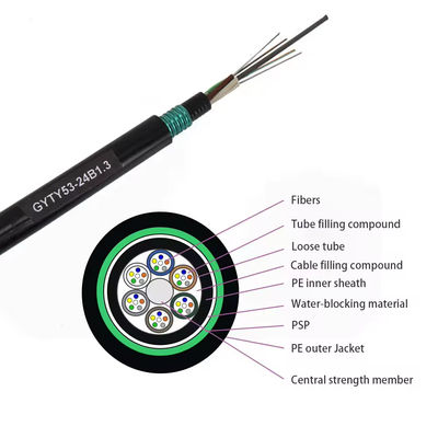 2-144 çekirdek çift kabuk çift zırhlı GYTY53 Doğrudan gömülü yeraltı fiber optik kablo