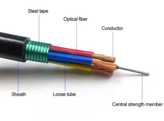 Fotoelektrik Hibrit fiber optik kablo GDTS donanımlı dalgalanmış çelik bantla