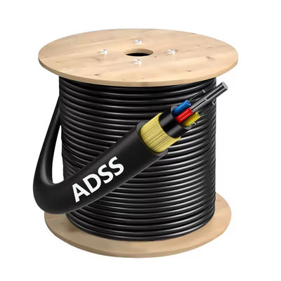 ADSS Tek Modlu Fiber Optik Kablo Tek Ceket Aerial Tipi Aramid Yarn Gücüyle Dış Açık Optik Kablo