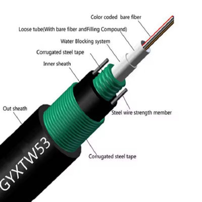Dışarıda doğrudan gömülme 2 4 6 12 24 çekirdek optik fiber kablosu GYXTW53 SM G.657A1 G652D Zırhlı Fiber Optic Kablosu Fiyat