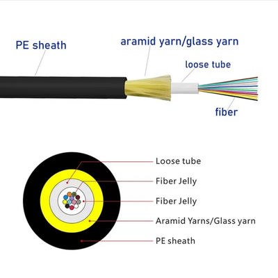 4 8 12 Core GYFXTH Unitube Glass Yarn Aramid Yarn Metal olmayan Optik Fiber Kablolar JET Fiber Optik Kablolar