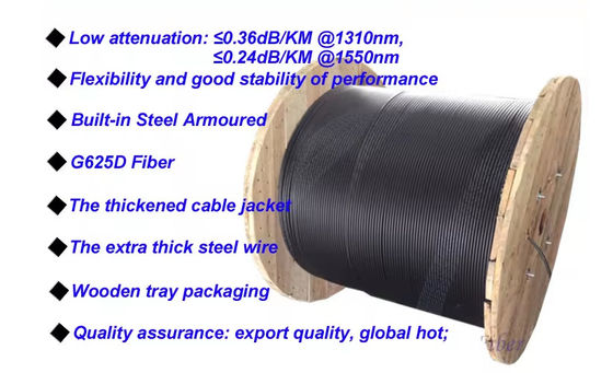 Tek boru çelik bantlı fiber optik kablo GYXTW 24 çekirdekli tek modlu iletişim kabloları