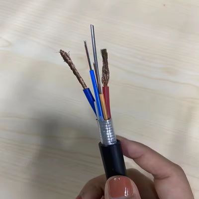 48 çekirdekli zırhlı fiber optik kablo GDTA GDTS Fotoelektrik hibrit fiber optik kablo 2*2mm güç kablosu ile