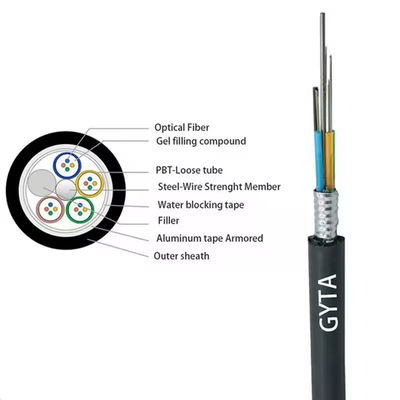 GYTS GYTA 48 Core G652D Tek Modlu Çaplı Çıkarlı Tüplü Zırhlı Fiber Optik Kablo