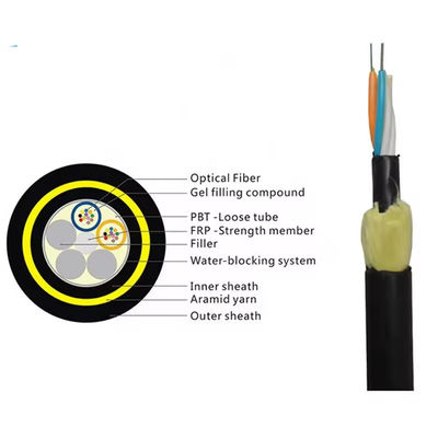 24 Core Outdoor ADSS Tek Modlu Fiber Optik Kablo 4km/ davul G652d Üretici Tedarikçi
