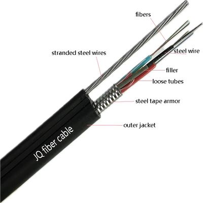 LSZH PE Dış Kapak Havacılık Siyah Zırhlı Fiber Optik Kablo