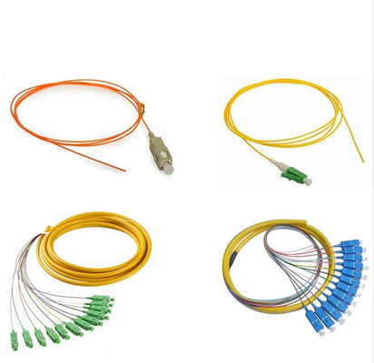 12 çekirdekli FTTH Fiber Optic Pigtails SC/LC/ST-UPC/APC Tek Modu Veri merkezleri için renkli
