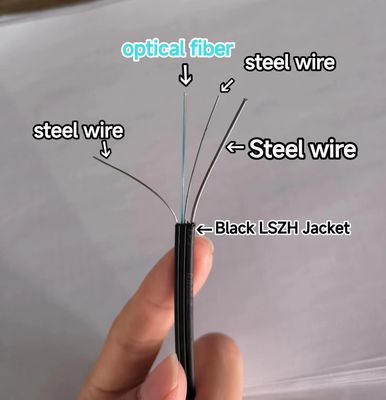 Siyah / Beyaz Çelik Tel veya FRP Fiber OPTIC DROP KABEL DÜZEL Düz GJXH İÇİ DER KABEL