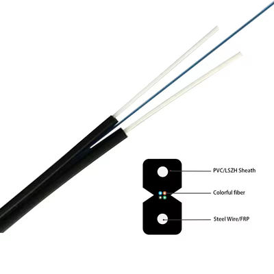 Siyah / Beyaz Çelik Tel veya FRP Fiber OPTIC DROP KABEL DÜZEL Düz GJXH İÇİ DER KABEL