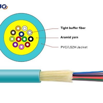 GJFJH GJFJV Kapalı Dağıtım Sıkı tamponlu fiber optik kablo Kevlar iplik 4/12 çekirdek