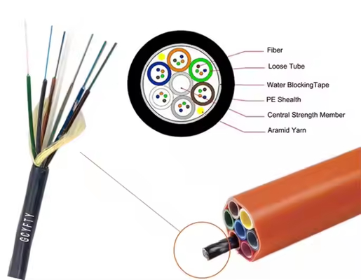 GCYFTY/GCYFY Hava Üflemeli Mikro Fiber Optik Kablo Simplex Mikro Kanal 4 6 8 12 24 48 96 Çekirdek Dış Mekan Metalik Olmayan Katmanlı-Örgülü