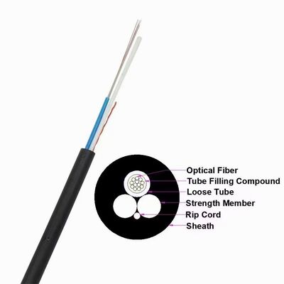 İki FRP Aerial 12 Core ASU 80 Drop Fiber Optic Kablo GYFFY Dışarı FTTH Kablo Fabrika Fiyatı