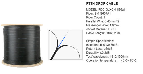 GJYXCH-1B6 G657A2 1 Çekirdekli Optik Fiber Bırak Kablo