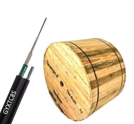 Tek modlu dış mekan Şekil 8 Kendi kendine desteklenen zırhlı dış hava fiber optik kablosu GYXTC8S Hava için