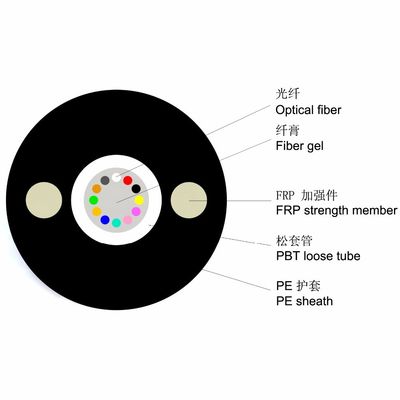 6 Çekirdekli GYFXTY Tek Modlu G652D Dış Mekan Fiber Optik Kablo