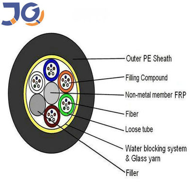 24 Çekirdekli Açık Fiber Optik Kablo Metalik Olmayan Mukavemet Üyesi Bükülü