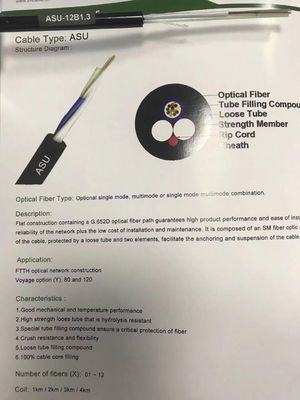 Mini ADSS 6 Çekirdekli 12 Çekirdekli Anten Fiber Optik Kablo ASU G652D