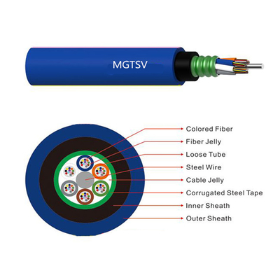 OEM Açık Fiber Optik Kablo PVC Kılıf Mavi Doğrudan Gömülü Madencilik 8 Çekirdekli MGTSV