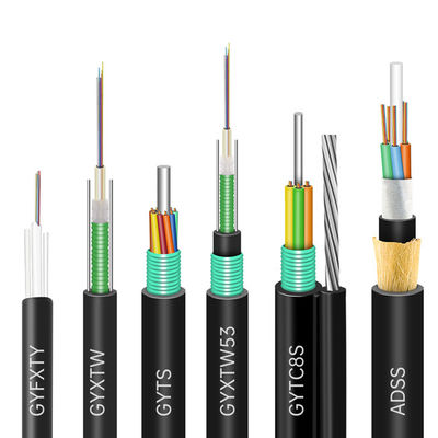 Çifte Ceket Çifte Zırhlı Şekil 8 GYFTC8S53 Havadan 6 24 48 96 Çekirdek Fiber Optic G652d Kablo Per Meter